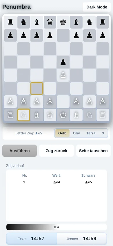 Penumbra Chess als Android-App im Hochformat